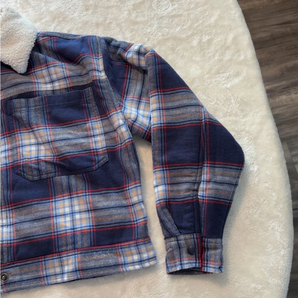 New, Aerie Cropped Plaid Sherpa Jacket - Picture 7 of 16